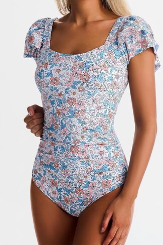 المرأة قطعة واحدة ملابس السباحة البطن التحكم كشكش المايوه ساحة الرقبة Ruched المايوه التخسيس ملابس السباحة in Kuwait