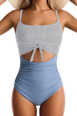 بدلة سباحة نسائية قطعة واحدة للتحكم في البطن، بدلة سباحة للتخسيس وربطة عنق أمامية in Kuwait