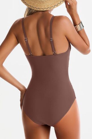 One Piece Swimsuit for Women Tummy Control Mesh Bathing Suits Sexy Push Up Swimsuits Slimming Square Neck Swimwear in Kuwait
