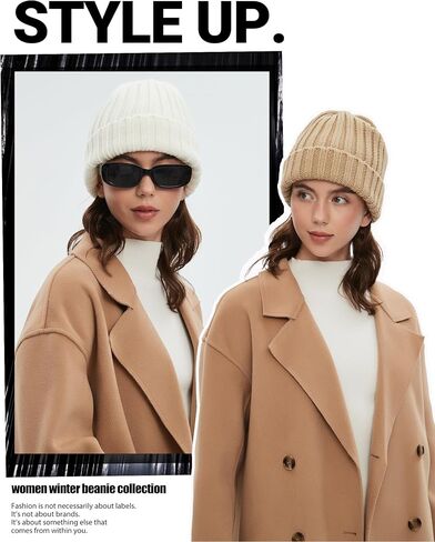 Fleece Lined Wool Beanie Hat for Women Men,Soft Womens Winter Hats Chunky Warm Wool Beanies Hats Snow Ski Skull Cap in Saudi Arabia