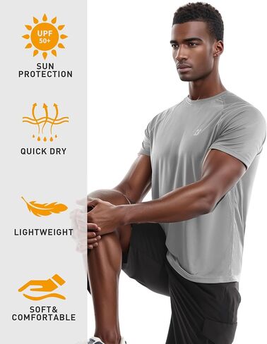 قمصان Rash Guard للرجال بأكمام قصيرة - حماية من أشعة الشمس فوق البنفسجية 50+ قمصان SPF - قميص سباحة خفيف الوزن سريع الجفاف in Saudi Arabia