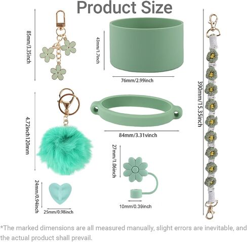 7 Pcs Water Bottle Cup Accessory Set - Silicone Handle, Boot, Straw Cover for 24-40oz Bottles in Saudi Arabia