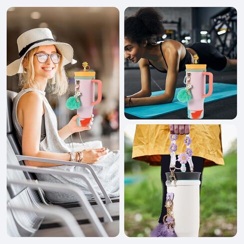 7 Pcs Water Bottle Cup Accessory Set - Silicone Handle, Boot, Straw Cover for 24-40oz Bottles in Saudi Arabia
