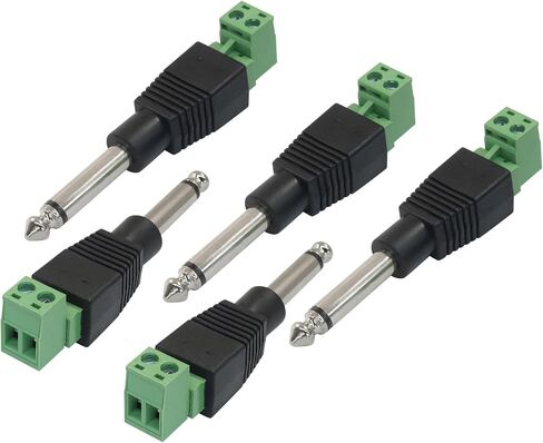 1/4" TS Mono Jack (2-Pack) - 6.35mm Solderless Screw Plug for Guitar/Speaker/Microphone - Durable Metal Connectors for Stage & Studio - Music Festival Essential in Saudi Arabia