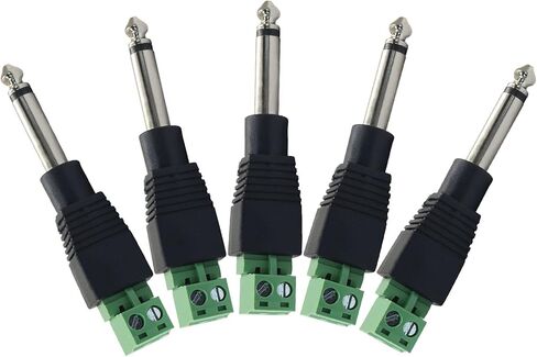1/4" TS Mono Jack (2-Pack) - 6.35mm Solderless Screw Plug for Guitar/Speaker/Microphone - Durable Metal Connectors for Stage & Studio - Music Festival Essential in Saudi Arabia
