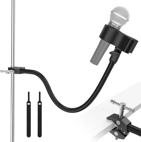 حامل ميكروفون ZealSound، ذراع معقوفة مع مشبك سرطان البحر عالي التحمل للأنابيب المستديرة وأجهزة الكمبيوتر المكتبية، حامل مرن مع مشبك ميكروفون للبودكاست، متوافق مع كرة الثلج الزرقاء، Razer، Pyle والمزيد 19 بوصة in Kuwait