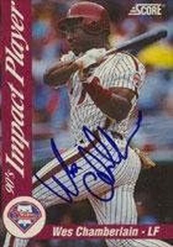 Wes Chamberlain Philadelphia Phillies 1992 Score Autographed Card. This item comes with a certificate of authenticity from Autograph-Sports. Autographed - MLB Autographed Baseball Cards in Saudi Arabia