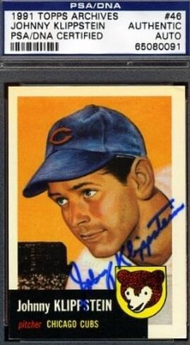 جوني كليبشتاين وقع Psa/dna 1953 1991 Topps Archives توقيعه - بطاقات البيسبول الموقعة in Saudi Arabia