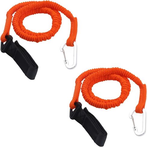 Kayak Paddle Leash, Stretchable Safety Canoe Leash with Belt Buckle and Hook, Orange, for Kayak Paddles, Fishing Rods, Surfing and Rafting in Saudi Arabia