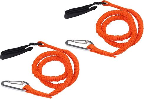 Kayak Paddle Leash, Stretchable Safety Canoe Leash with Belt Buckle and Hook, Orange, for Kayak Paddles, Fishing Rods, Surfing and Rafting in Saudi Arabia