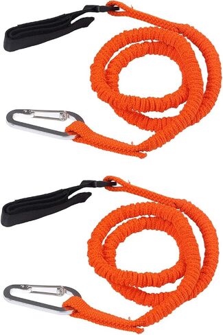 Kayak Paddle Leash, Stretchable Safety Canoe Leash with Belt Buckle and Hook, Orange, for Kayak Paddles, Fishing Rods, Surfing and Rafting in Saudi Arabia