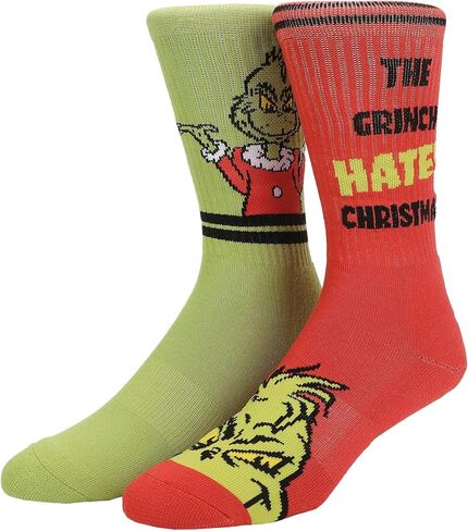 Bioworld The Grinch Hated Christmas Mens Athletic Crew Socks 3 Pack in Saudi Arabia