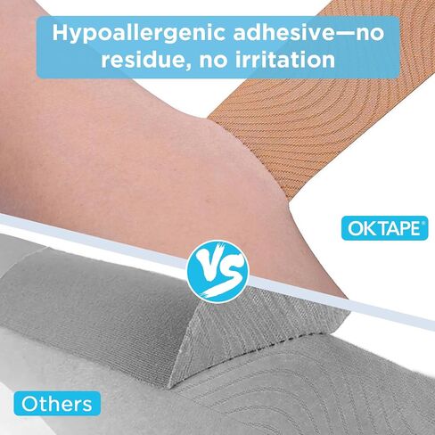 OK TAPE Kinesiology Tape Pre Cut Strips Bulk (100 PCS),Elastic Cotton Latex Free Hypoallergenic Athletic Tape Roll for Muscle Joint Knee,Waterproof k Tape 2in×10in/PCS in Saudi Arabia