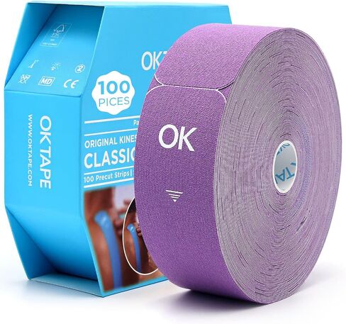 OK TAPE Kinesiology Tape Pre Cut Strips Bulk (100 PCS),Elastic Cotton Latex Free Hypoallergenic Athletic Tape Roll for Muscle Joint Knee,Waterproof k Tape 2in×10in/PCS in Saudi Arabia