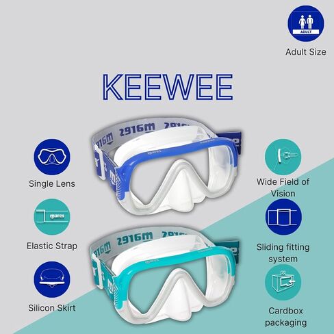 Mares Adult Keewee Mask - Silicone Dive Mask with Soft & Elastic Strap for Scuba Diving, Freediving, Snorkeling, Spearfishing in Saudi Arabia