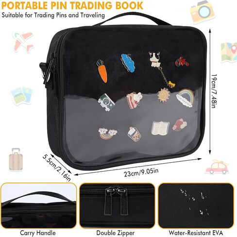 Pin Bag Display Book and 12 Cute Pins, ita pin Crossbody Bag for Girls with Shoulder Straps,Storage Organization Book,Collecting Various Pins (6 Page Pin Display Board and 12 pins) in Saudi Arabia
