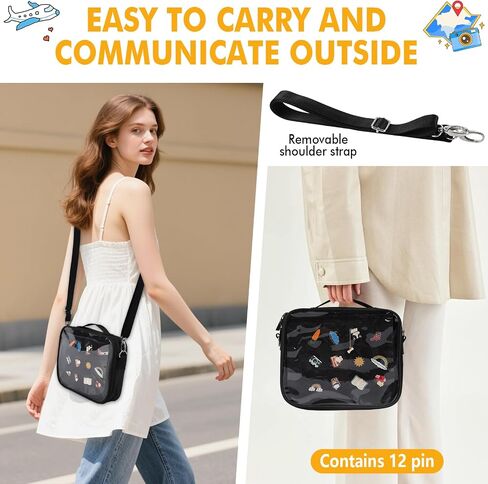 Pin Bag Display Book and 12 Cute Pins, ita pin Crossbody Bag for Girls with Shoulder Straps,Storage Organization Book,Collecting Various Pins (6 Page Pin Display Board and 12 pins) in Saudi Arabia