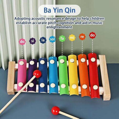 8 Tone Xylophone Wooden Xylophone with Mallets Musical Instrument Colorful Wood Percussion Kit for Beginner in Saudi Arabia