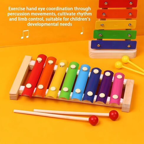 8 Tone Xylophone Wooden Xylophone with Mallets Musical Instrument Colorful Wood Percussion Kit for Beginner in Saudi Arabia