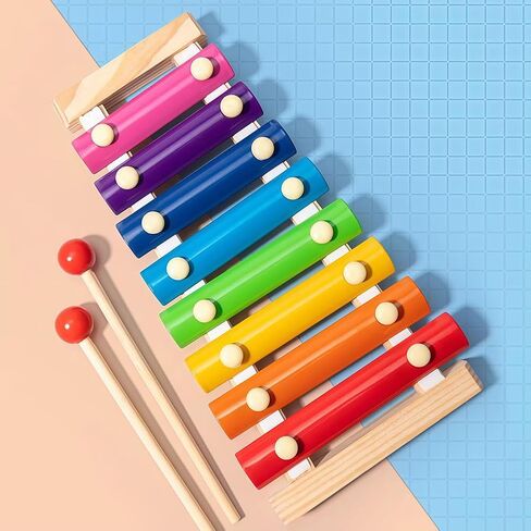 8 Tone Xylophone Wooden Xylophone with Mallets Musical Instrument Colorful Wood Percussion Kit for Beginner in Saudi Arabia