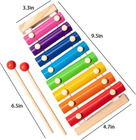 8 Tone Xylophone Wooden Xylophone with Mallets Musical Instrument Colorful Wood Percussion Kit for Beginner in Saudi Arabia