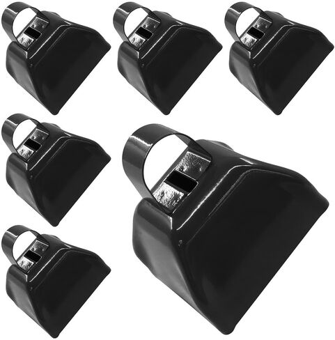 6 Pack Metal Cowbells with Handle, 3 Inch Loud Noise Makers for Sporting Events, Football Games, Weddings & Celebrations - Steel Cow Bell for Cheering, Parties, Ranch (White) in Saudi Arabia
