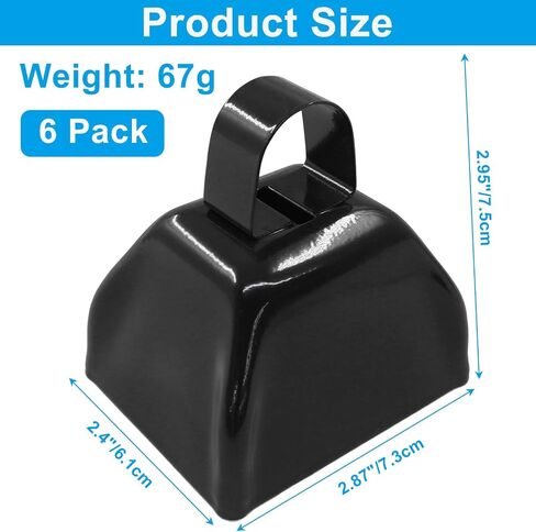 6 Pack Metal Cowbells with Handle, 3 Inch Loud Noise Makers for Sporting Events, Football Games, Weddings & Celebrations - Steel Cow Bell for Cheering, Parties, Ranch (White) in Saudi Arabia