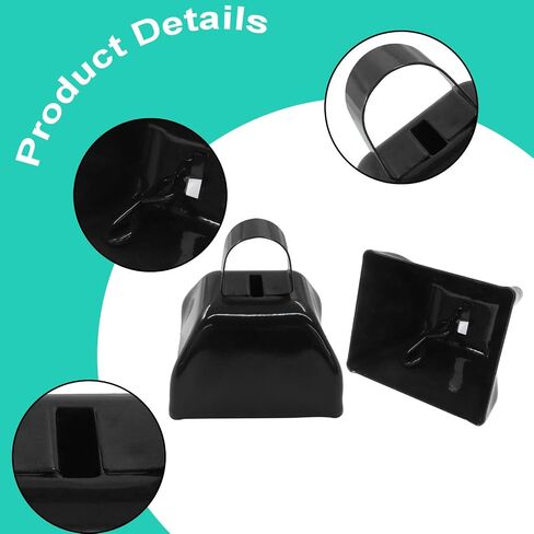 6 Pack Metal Cowbells with Handle, 3 Inch Loud Noise Makers for Sporting Events, Football Games, Weddings & Celebrations - Steel Cow Bell for Cheering, Parties, Ranch (White) in Saudi Arabia