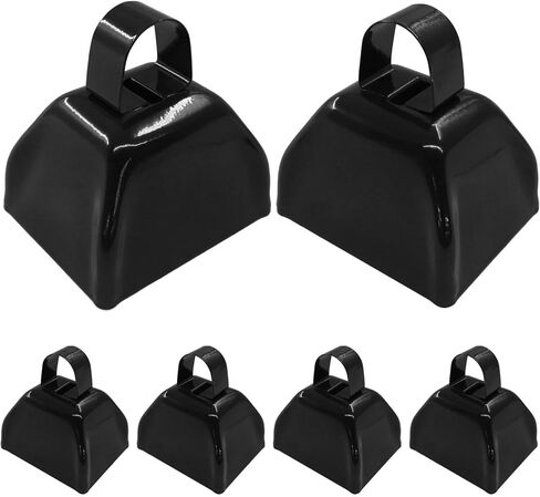6 Pack Metal Cowbells with Handle, 3 Inch Loud Noise Makers for Sporting Events, Football Games, Weddings & Celebrations - Steel Cow Bell for Cheering, Parties, Ranch (White) in Saudi Arabia
