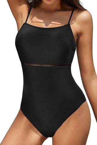 Women's Square Neck Vintage One Piece Swimsuit Retro Hollow Out Leopard Bathing Suits in Saudi Arabia