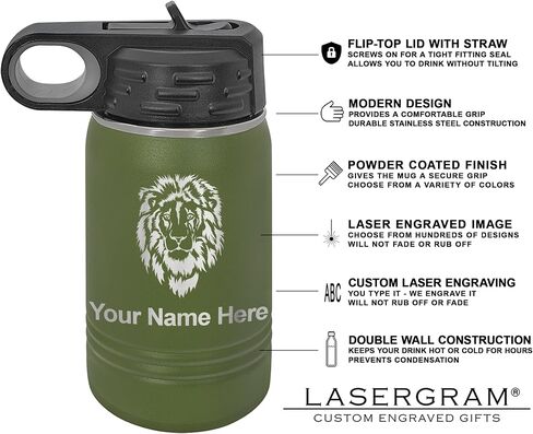 زجاجة مياه مخصصة من LaserGram، كرة كرة طائرة، فراغ مزدوج الجدار من الفولاذ المقاوم للصدأ معزول بقش علوي قابل للطي، هدية منقوشة مخصصة (32oz / 950ml أسود) in Kuwait