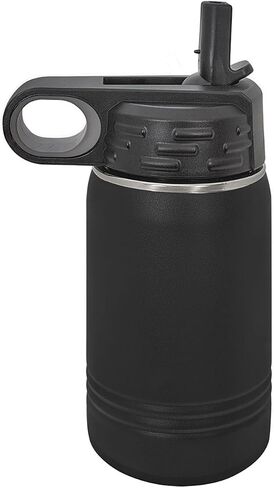 LaserGram Personalized Water Bottle, Volleyball Ball, Stainless Steel Double Wall Vacuum Insulated with Flip Top Straw, Custom Engraved Gift (32oz / 950ml Black) in Saudi Arabia