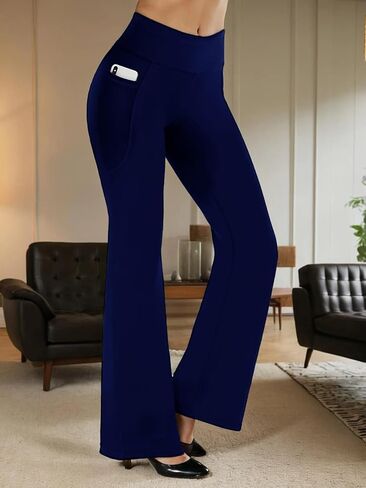 Flare Leggings,High-Waisted Yoga Pants for Women,Winter Fleece Lined Leggings with Pockets for Gym,Lounge & Travel in Saudi Arabia