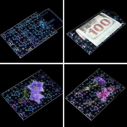 200 Pcs Laser Flashing Holographic Photo Card Sleeves Love Heart-Shape Transparent Waterproof Trading Card Protective Cover for Photo Card in Saudi Arabia