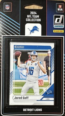 مجموعة فريق Detroit Lions 2024 Donruss Factory المختومة التي تضم Jahmyr Gibbs وJard Goff وSam LaPorta وBarry Sanders مع بطاقة Rookie Card Plus من Terrion Arnold in Saudi Arabia