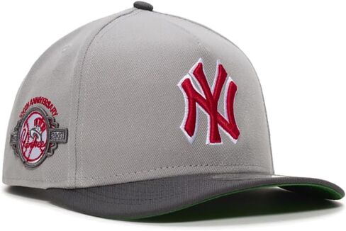New Era NY New York Yankees 9FIFTY A-Frame Cooperstown 100th Anniversary (1903-2003) Patch Snapback Cap, Adjustable Hat Grey Red in Saudi Arabia