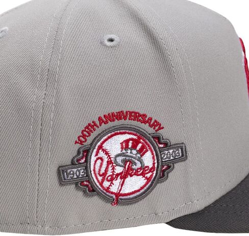 New Era NY New York Yankees 9FIFTY A-Frame Cooperstown 100th Anniversary (1903-2003) Patch Snapback Cap, Adjustable Hat Grey Red in Saudi Arabia