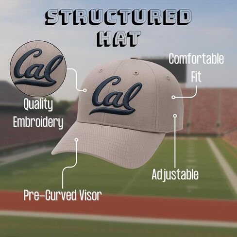 قبعة Cal Berkeley MVP مرخصة رسميًا باللون الرمادي/البحري، مطرزة بشكل كلاسيكي، بشعار فريق الجامعة، قابلة للتعديل، قبعة رياضية زرقاء منظمة in Saudi Arabia