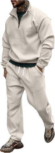 SOLY HUX Men's Sweatsuits Quarter Zip Sweatshirt and Pants Set Fall Tracksuit Two Piece Outfit in Saudi Arabia