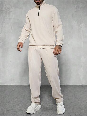SOLY HUX Men's Sweatsuits Quarter Zip Sweatshirt and Pants Set Fall Tracksuit Two Piece Outfit in Saudi Arabia