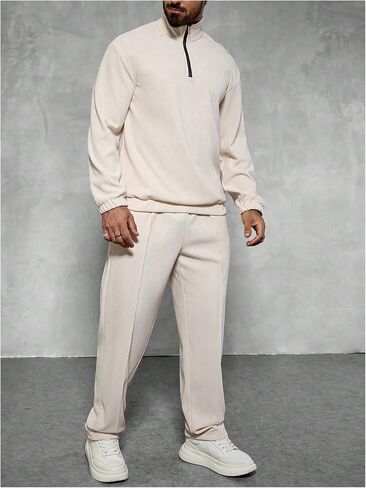 SOLY HUX Men's Sweatsuits Quarter Zip Sweatshirt and Pants Set Fall Tracksuit Two Piece Outfit in Saudi Arabia