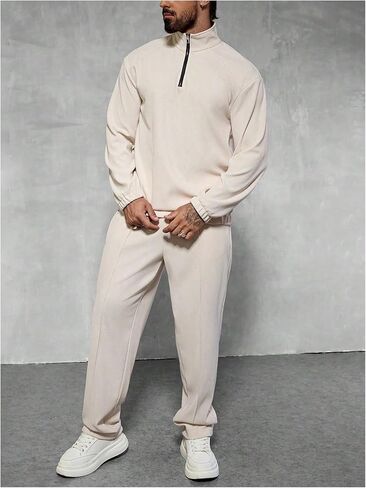 SOLY HUX Men's Sweatsuits Quarter Zip Sweatshirt and Pants Set Fall Tracksuit Two Piece Outfit in Saudi Arabia
