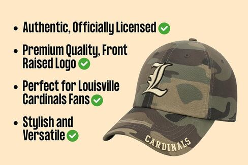 Officially Licensed University Louisville Camo MVP Clean Up Hat Classic Primary Team Logo Adjustable Cardinals Relaxed Fit Sports Baseball Cap in Saudi Arabia