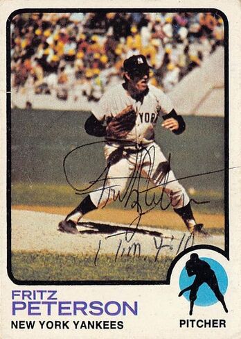 بطاقة بيسبول موقعة من فريتز بيترسون (نيويورك يانكيز) 1973 Topps # 82 قلم حبر جاف - بطاقات بيسبول موقعة in Saudi Arabia