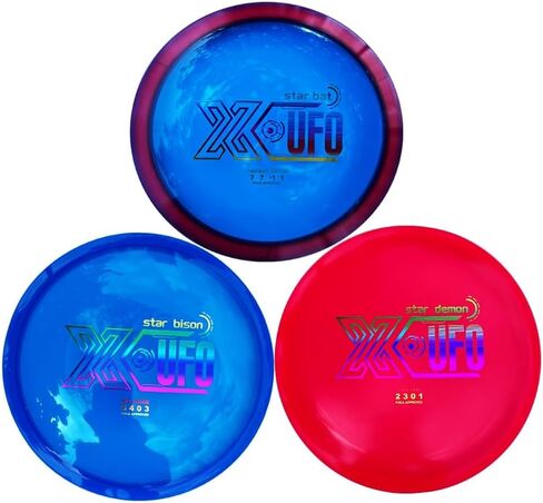 مجموعة X-UFO Disc Golf Starter - مجموعة أقراص جولف احترافية مكونة من 3 قطع للمبتدئين، خفيفة الوزن وقابلة للحمل، سائق مضرب متوسط ​​المدى 170 جم - 173 جم in Kuwait