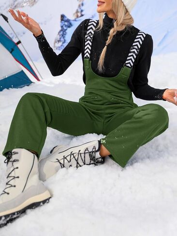 Fisoew Women Snow Bib Overalls Insulated Waterproof Windproof Ski Bibs Pants Breathable Snowsuit in Saudi Arabia