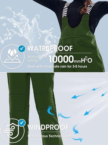 Fisoew Women Snow Bib Overalls Insulated Waterproof Windproof Ski Bibs Pants Breathable Snowsuit in Saudi Arabia