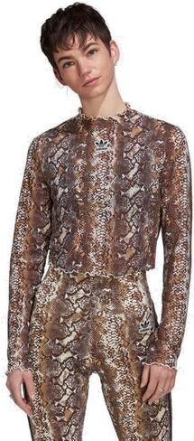 قميص شبكي على شكل ثعبان من adidas Originals للنساء، لون أبيض رائع in Kuwait