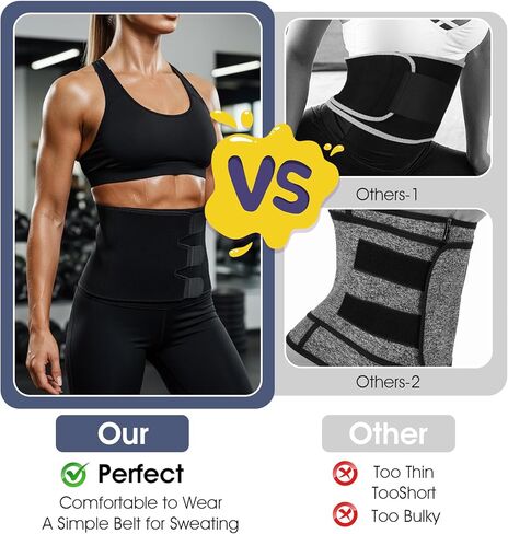 مدرب الخصر للخصر للنساء والرجال، حزام الخصر للبطن، حزام للعرق، حزام للبطن، حزام للتمرين، حزام للبطن - أسود in Kuwait