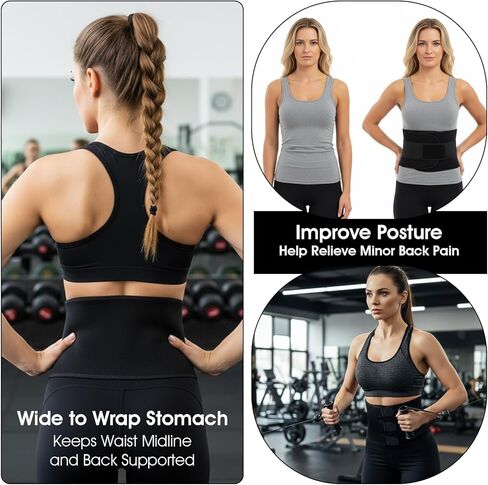 مدرب الخصر للخصر للنساء والرجال، حزام الخصر للبطن، حزام للعرق، حزام للبطن، حزام للتمرين، حزام للبطن - أسود in Kuwait